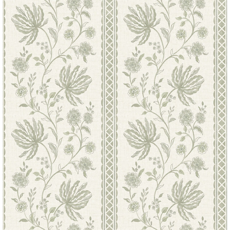 Edgemoor Jacobean Stripe Wallpaper, Green