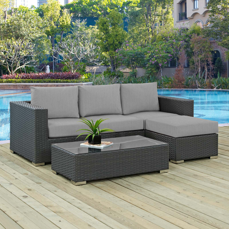 Ensemble modulaire d'extérieur Sunway 3 pièces Modway, Gris