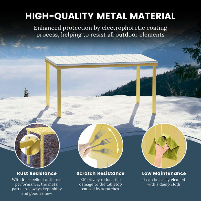 6-Person Outdoor Rectangular Dining Set, Yellow