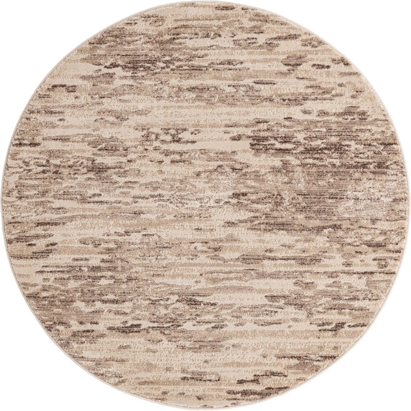 Perillo Abstract Indoor Rug, Round 4'