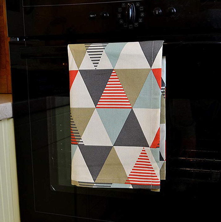 Amelia Cotton Jacquard Kitchen Towel, Terracotta Orange
