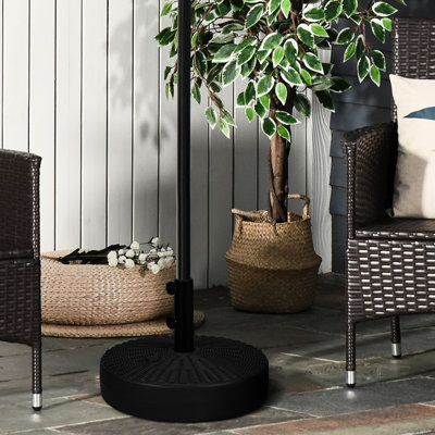 Base de parasol robuste 64 lb: remplissable, support en acier pour poteaux de 1,5 po ou 2 po, noir, améliore l'esthétique extérieure de la pelouse, de la terrasse et de la piscine.