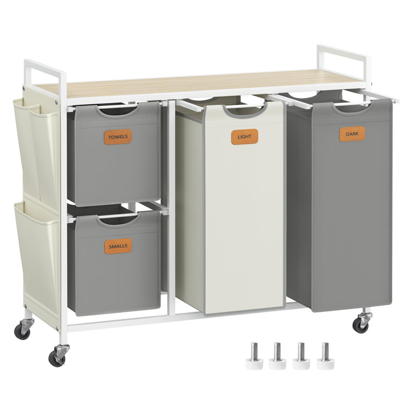 Rolling Laundry Hamper with Handles, Dove Grey