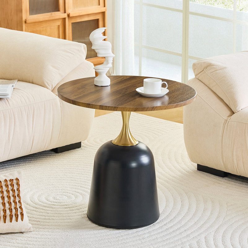 Table basse ronde de salon, Noyer, noir