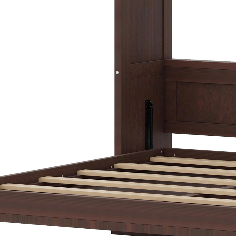 Base de lit escamotable convertible escamotable en armoire de rangement, Espresso