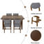 Ensemble de salle à manger rustique 5 pièces - 1 table en bois massif + 4 chaises rembourrées, mobilier de style campagnard pour la cuisine et la salle à manger, ensemble de salle à manger minimaliste-1502215392