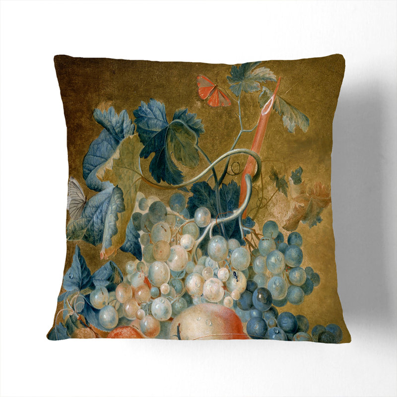 Still Life With Flowers And Fruit Vol.3 Square Throw Cushion, White, 55cm H x 55cm W x 20cm D