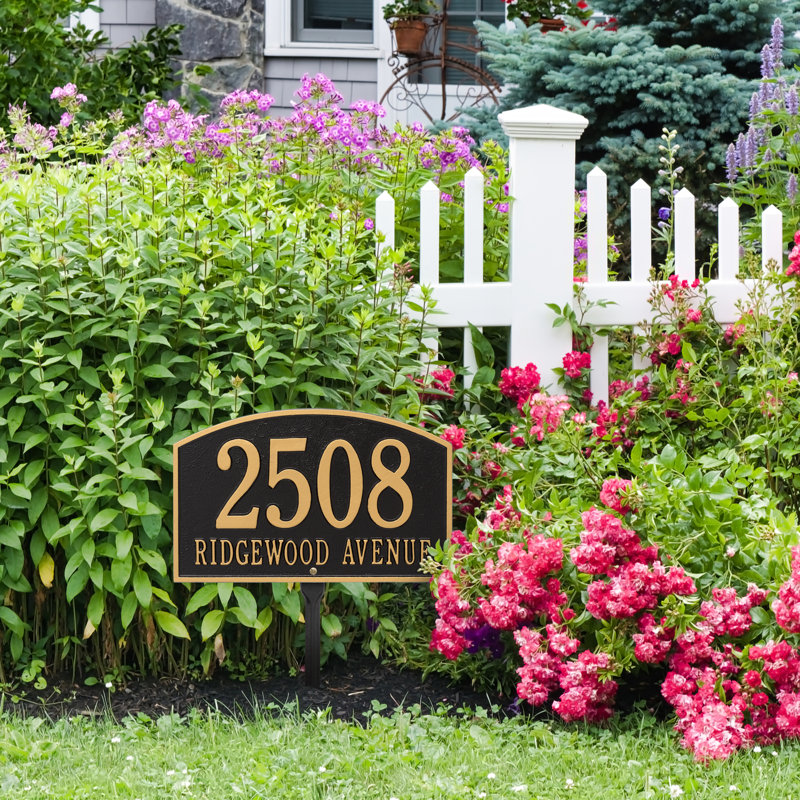 Legacy 2-Line Lawn Address Sign, Black / Gold, Yes