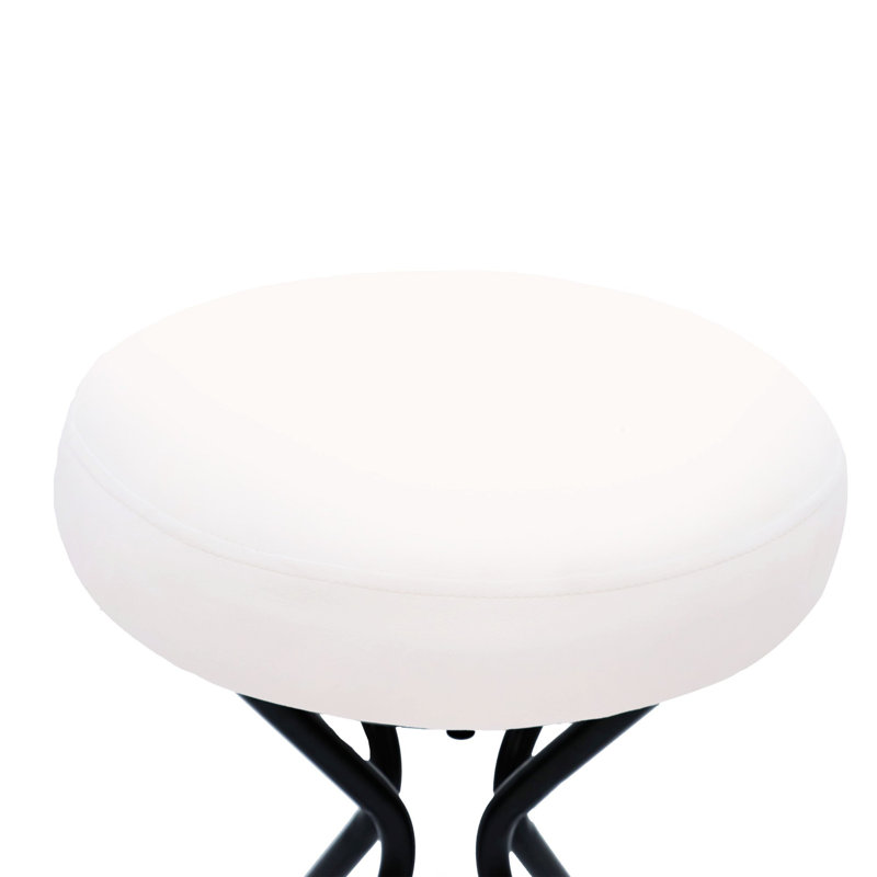 Ensemble de 2 tabourets de bar sans dossier, tabourets de comptoir rembourrés ronds pour îlot de cuisine, Blanc crémeux