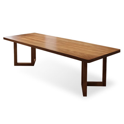 Nut-Brown Rectangular Solid Wood Dining Table