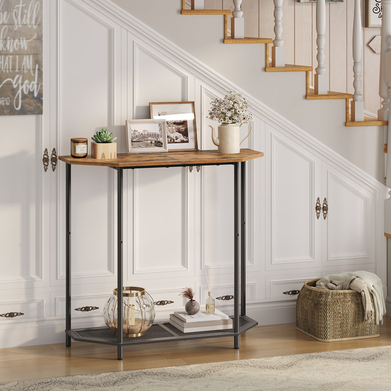 Small Entryway Table 2 Tier Half Moon Table With Metal Frame