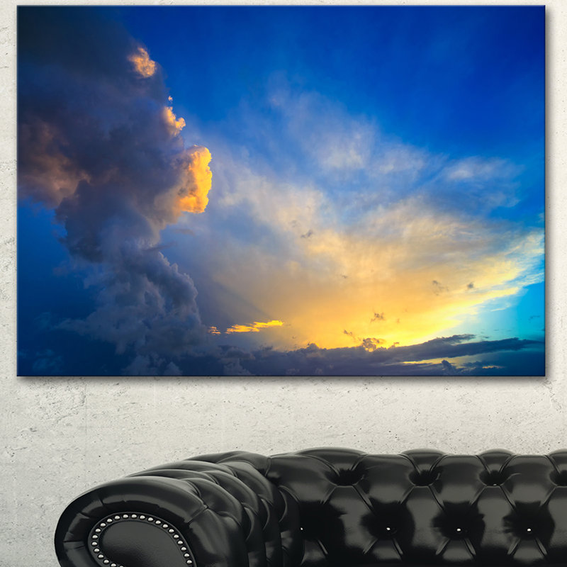 « spectaculaire coucher de soleil avec thunderstorm », reproduction de photo sur toile tendue, H 12 po x l 20 po