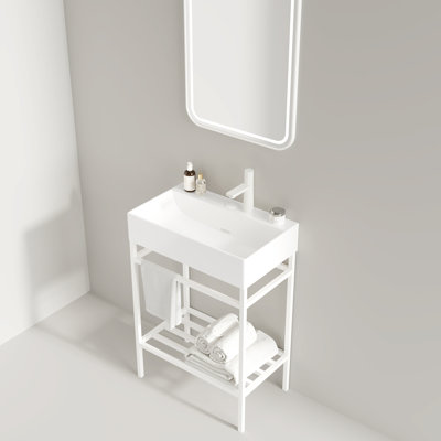 Meuble-lavabo autoportant avec lavabo en céramique