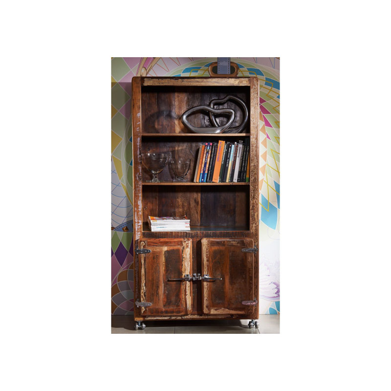 Freezy 180cm H x 90cm W Solid Wood Standard Bookcase