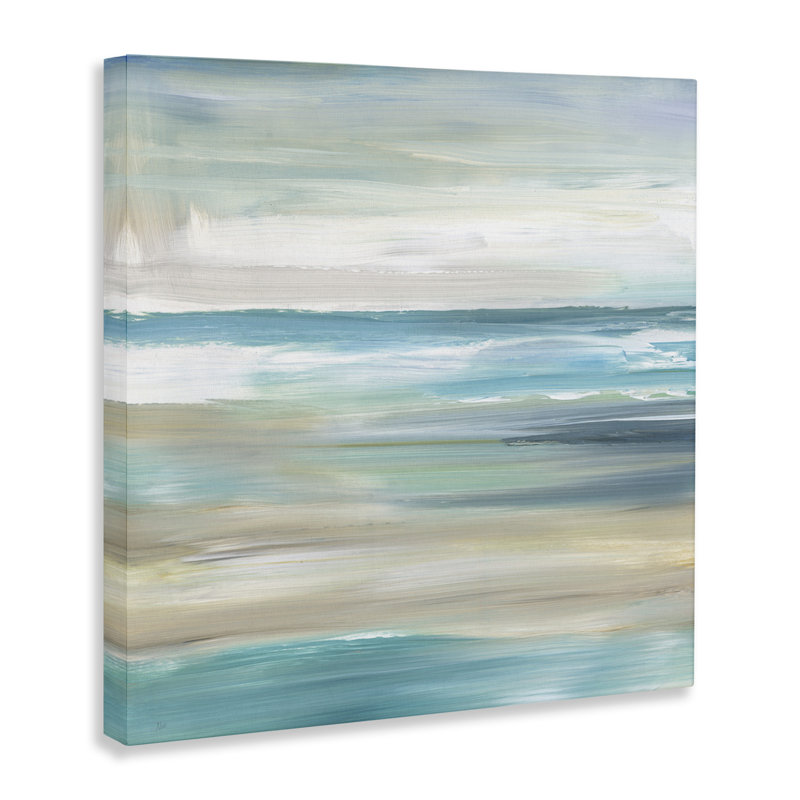 Au-405-Toile abstraite, sable de plage, vagues de l'océan sur toile par Nan, H 36 po x l 36 po x P 1,5 po