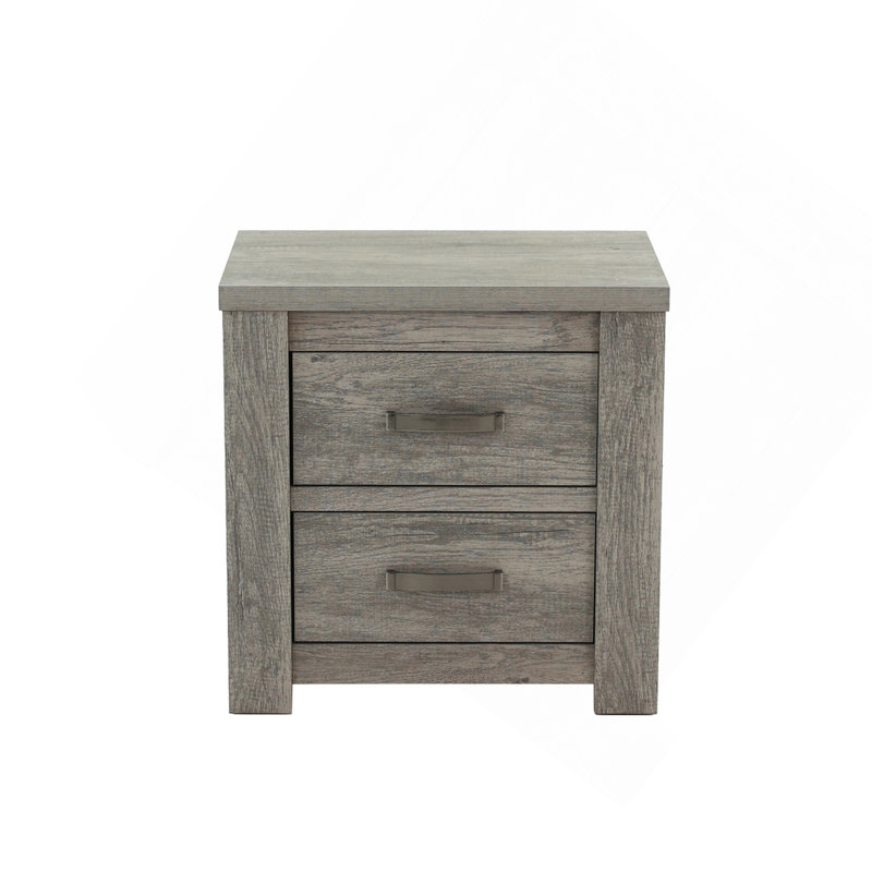 Table de chevet 2 tiroirs en bois au fini gris