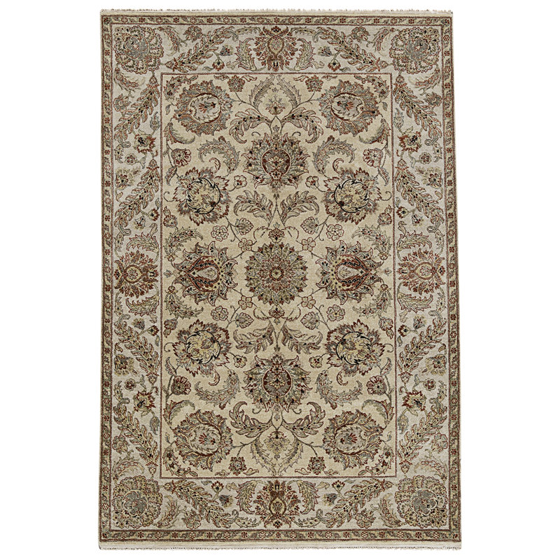 Tapis doré et ivoire de haute qualité noué à la main