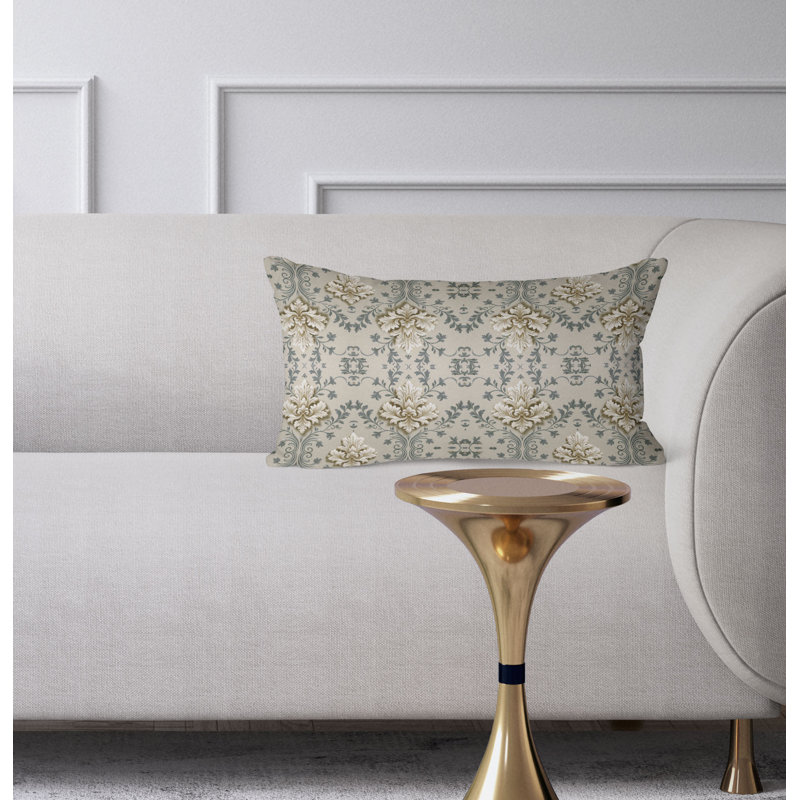 Art Deco Elegance  Rectangular Throw Pillow, Gray/Beige