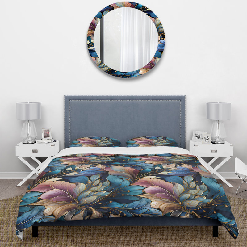Ensemble de housse de couette Spiral Flower Elegance Boho, Housse de couette simple + 1 taie décorative stan