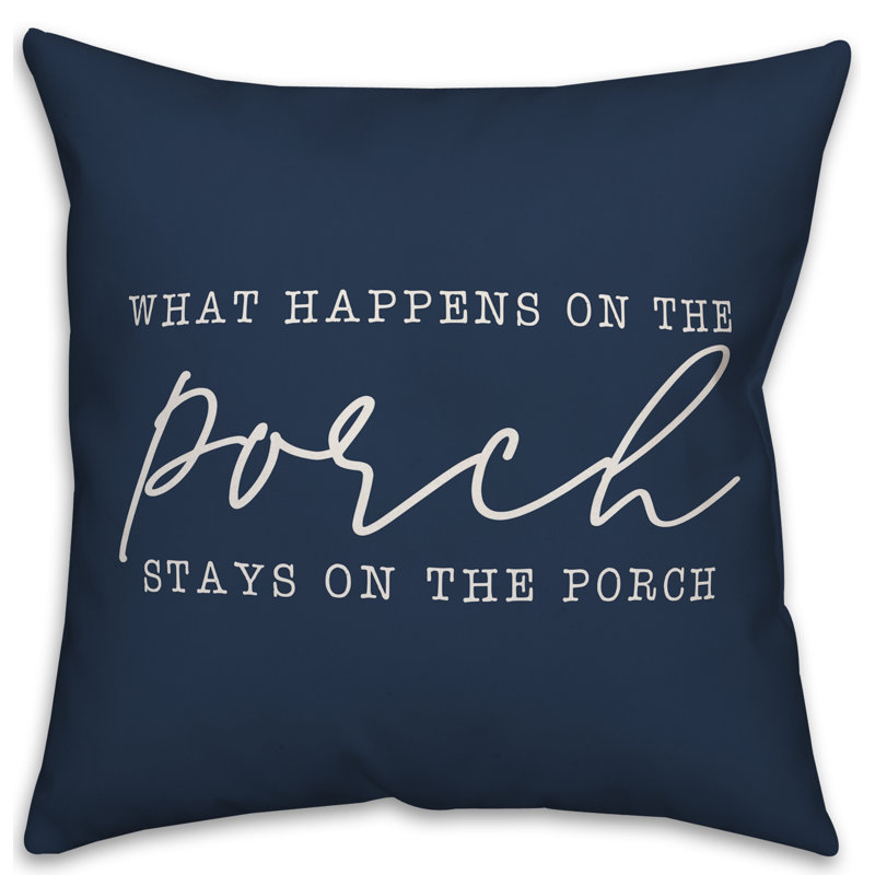 Textual Outdoor Throw Pillow, 18" x 18" , Navy
