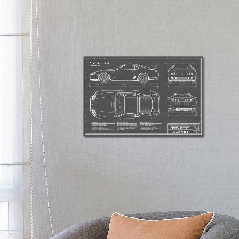 Toyota Supra MKIV by Action Blueprints - Wrapped Canvas Print, 66.04 cm H x 45.72 cm W x 1.91 cm D