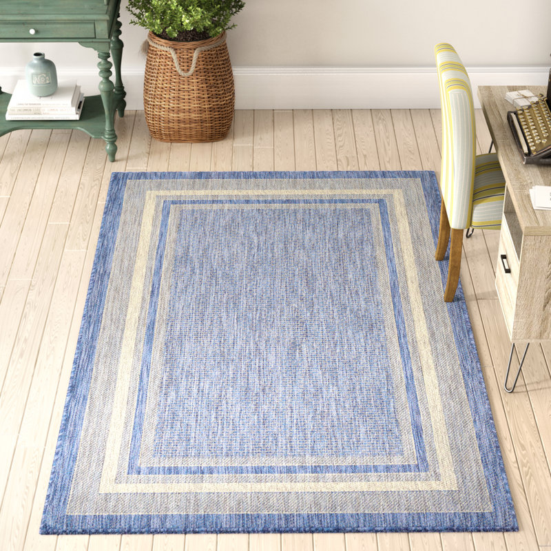 Tapis intérieur / extérieur Sevinc, Blue, Rectangle 4' x 6'