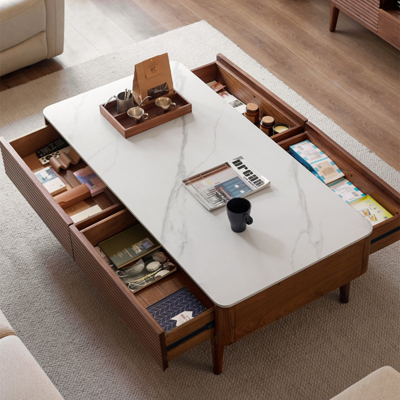 Table basse simple en bois massif, H 16,5 po x L 51,2 po x l 25,6 po