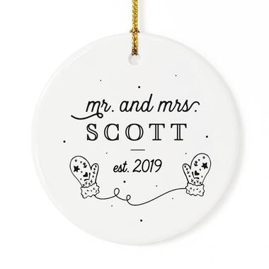 Mr. & Mrs. Heart Personalized Wood Holiday Shaped Ornament The Holiday Aisle Customize: Yes