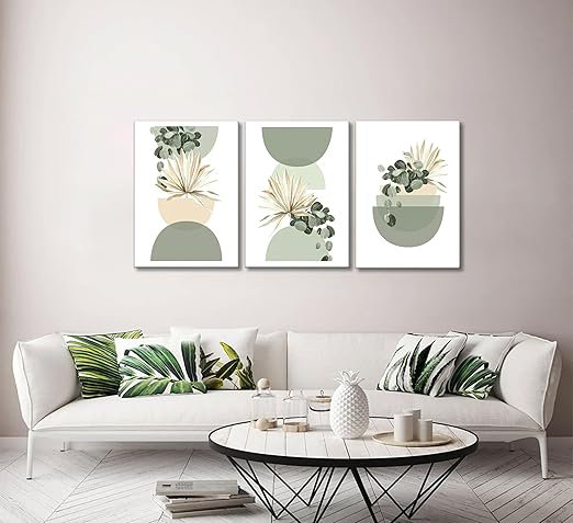 Lark Manor™ 3 Pcs Neutral Abstract Boho Canvas Wall Art Beige Sage ...