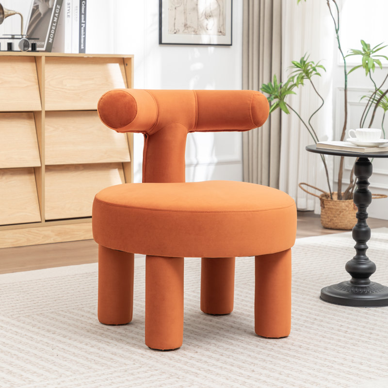 Fauteuil demi-tonneau en velours Bula, Orange
