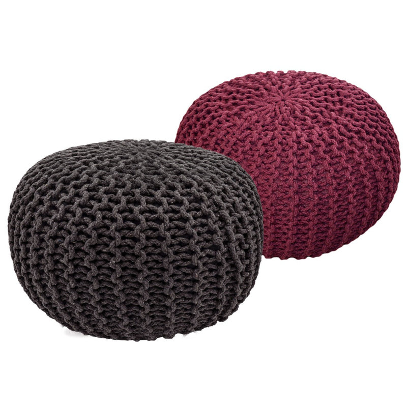 Iyana 55cm Wide Pouf Ottoman, Grey/Purple