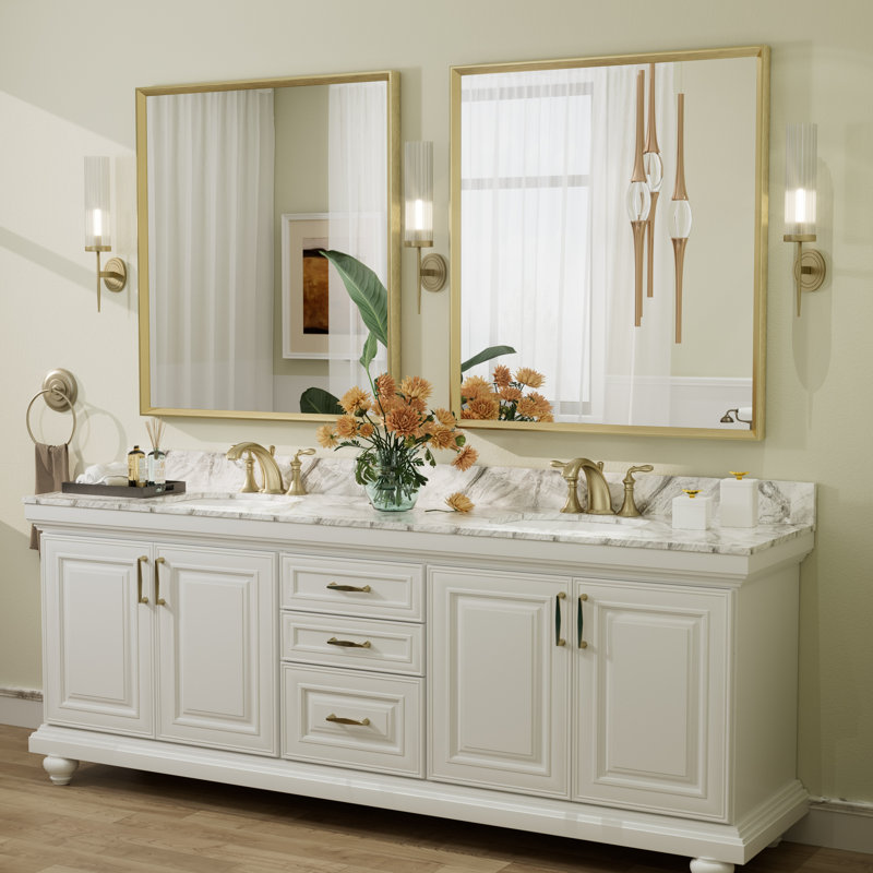 Miroir mural Amara, 40" x 36", Brushed Gold
