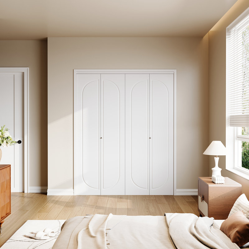 Porte pliante moderne à panneaux et panneau de fibres à densité moyenne apprêté 48 po x 80 po Modern Kit, 48" W x 80" H