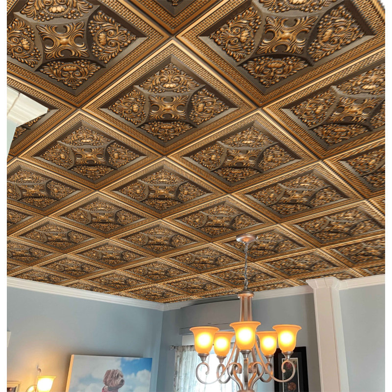 Carreau de plafond en PVC 2 pi x 2 pi Falkirk Perth, Or antique