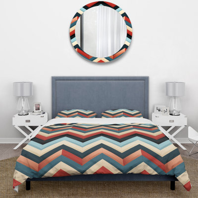 Ensemble de housse de couette à motif de chevrons multicolores Urban Geometric I