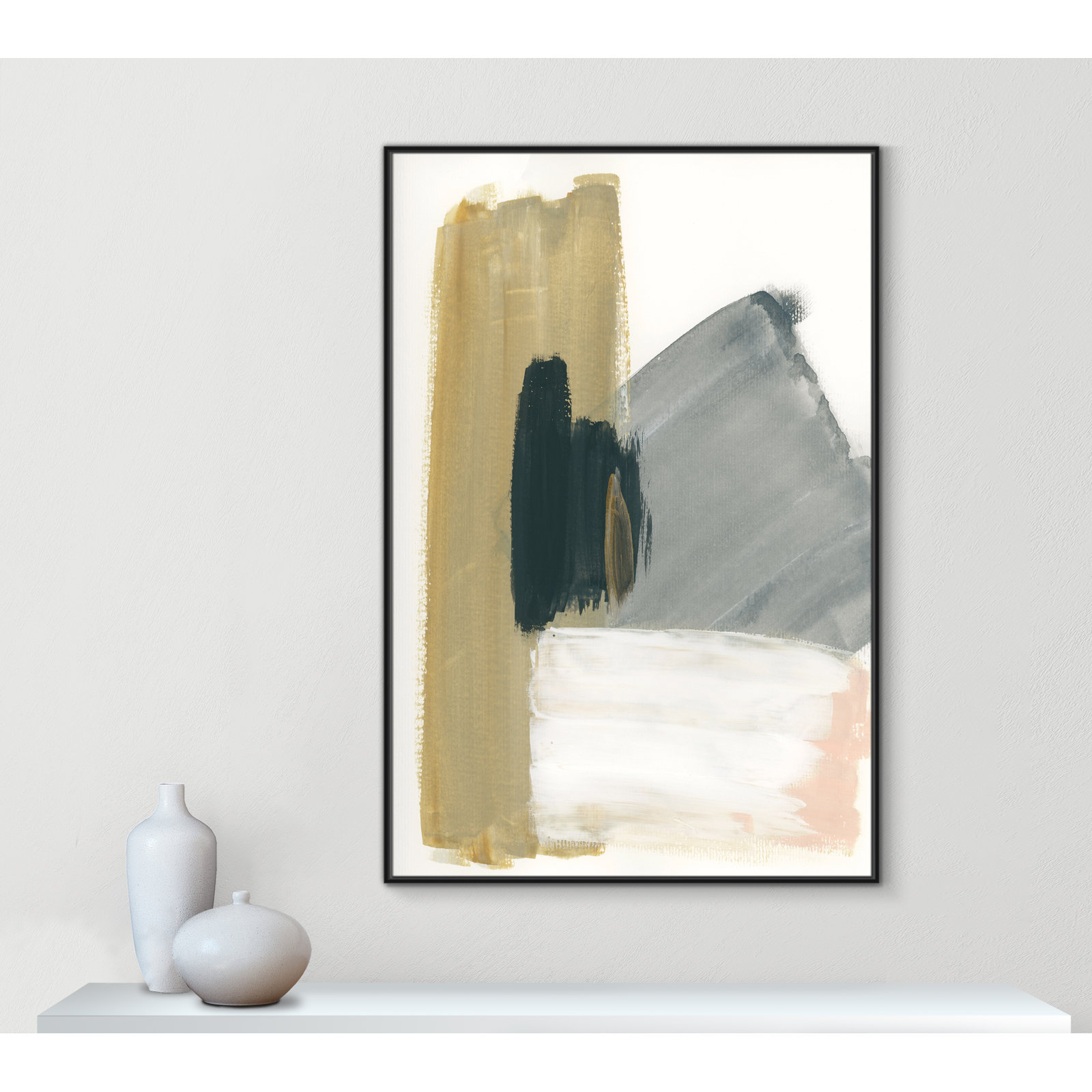 Herma "Marble Block Symmetry II" Print, 61.5" H x 41.5" W x 2" D, Black Framed