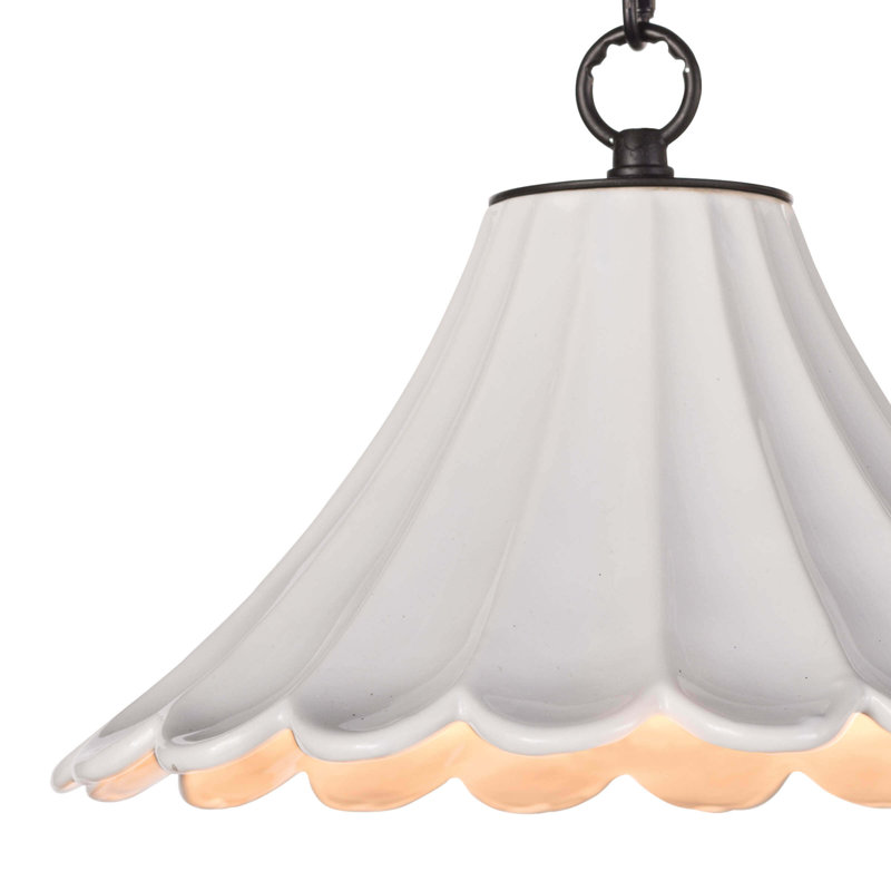 White Ceramic Scallop Empire Shade Pendant Light