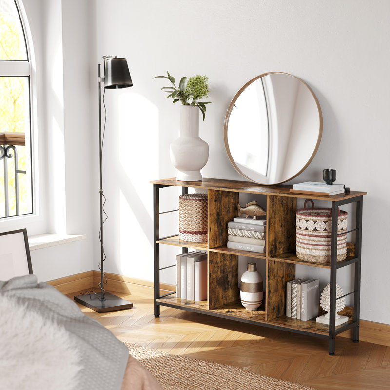 Westbroek 80cm H x 120cm W Etagere Bookcase, Rustic Brown/Black, (2 Shelves) 31.5" H x 47.2" W x 13" D