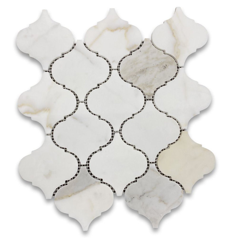 Carreau de mosaïque en marbre 12 po x 11 po Calacatta, Gris clair