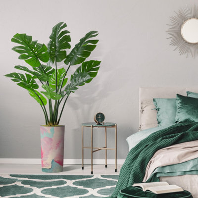 Artificial Tree In Modern Planter, Fake Monstera Silk Tree Home Decoration (Plant Pot Plus Tree)