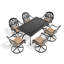 7 chaises en fonte d'aluminium: 6 chaises pivotantes et table rectangulaire - extérieur noir en ébène-777173859