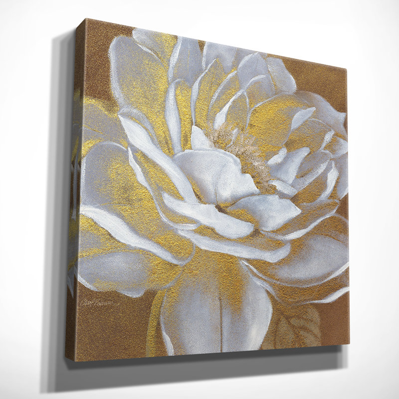 « golden fleuri i », reproduction d’impression sur toile tendue, H 16 po x l 16 po x P 1,5 po