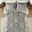 Ensemble de 4 édredons très grand - bleu / gris, texture chenille, édredon bleu / gris, taies décoratives, design élégant