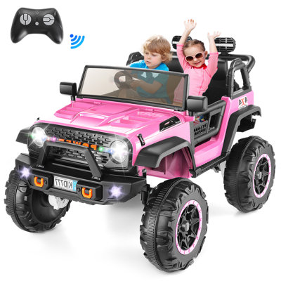 Jouets à roulettes 4 roues motrices 24 volts pour les grands enfants, voitures 2 places avec télécommande, voiture électrique à piles 7AH, roues de voiture électrique avec 4 x 100 W, Bluetooth, musique pour garçons