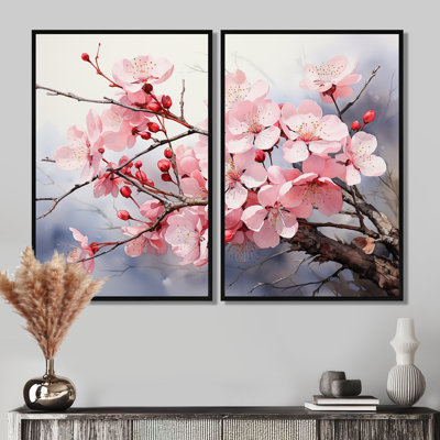 «Signe China Art Cherry Blossom - Blue Global Wall Art», ensemble de 2