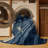 Machine Washable Pavlo Art Deco Arc Rug in Gray – Navy Binding-1103432506