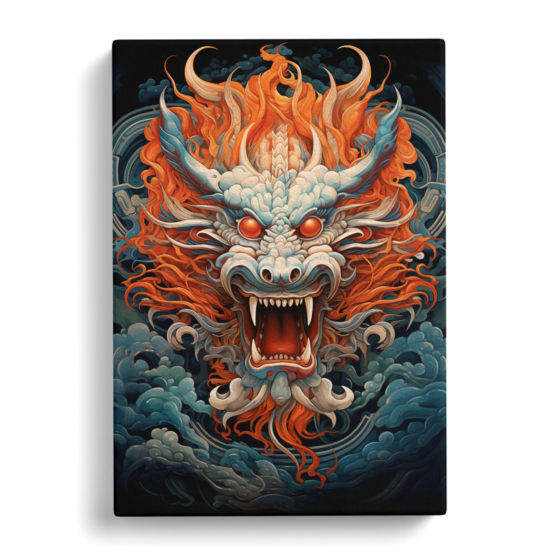 Chinese Dragon Geometric Art - Wrapped Canvas, 50cm H x 35cm W x 3cm D