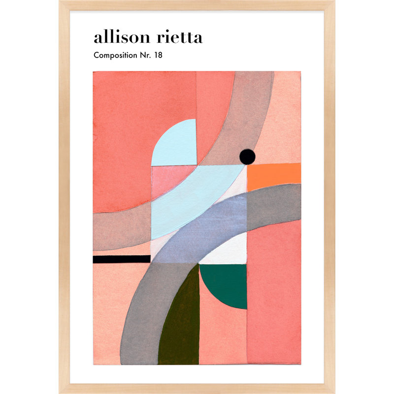 Composition Nr. 18 Print by Allison Rietta, Maple Framed, 38" H x 26.5" W x 1.25" D