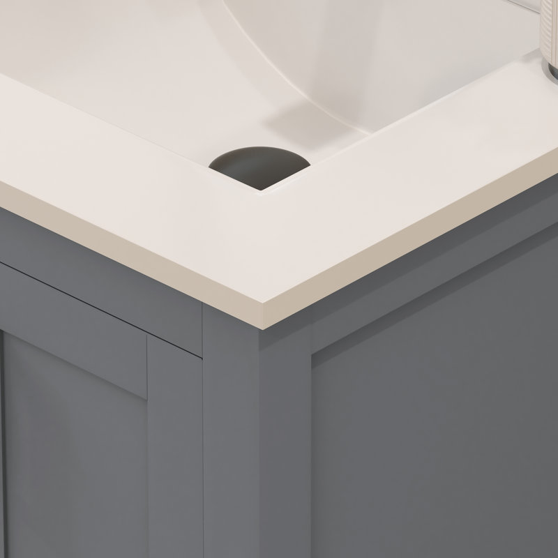 Charcoal Grey 24'' Single Bathroom Vanity with White Quartz Top