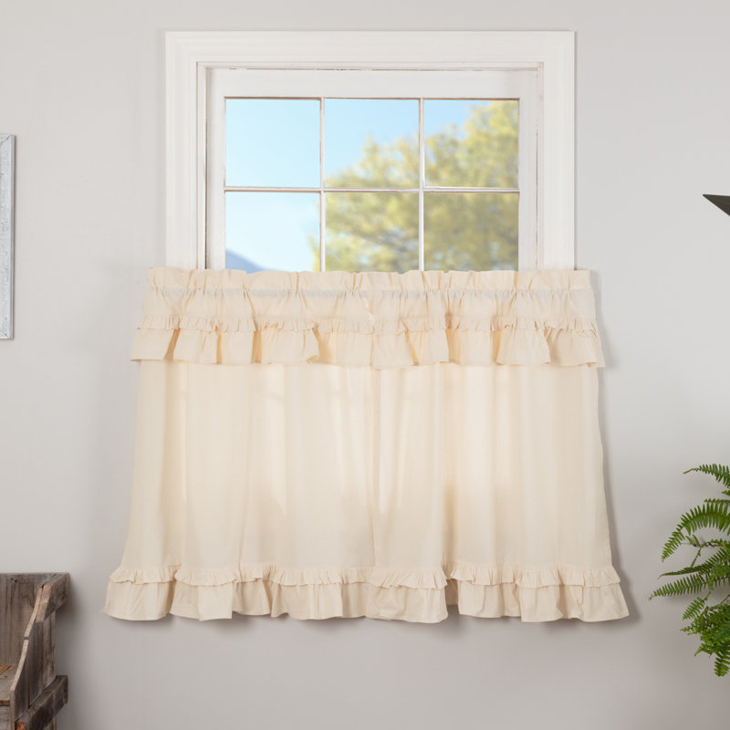 Urbano Cotton Cafe Curtain, Natural Cream, 72" W x 36" L